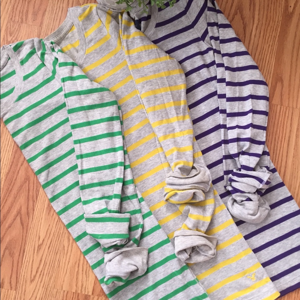 AMERICAN EAGLE striped long sleeve shirts $8 each